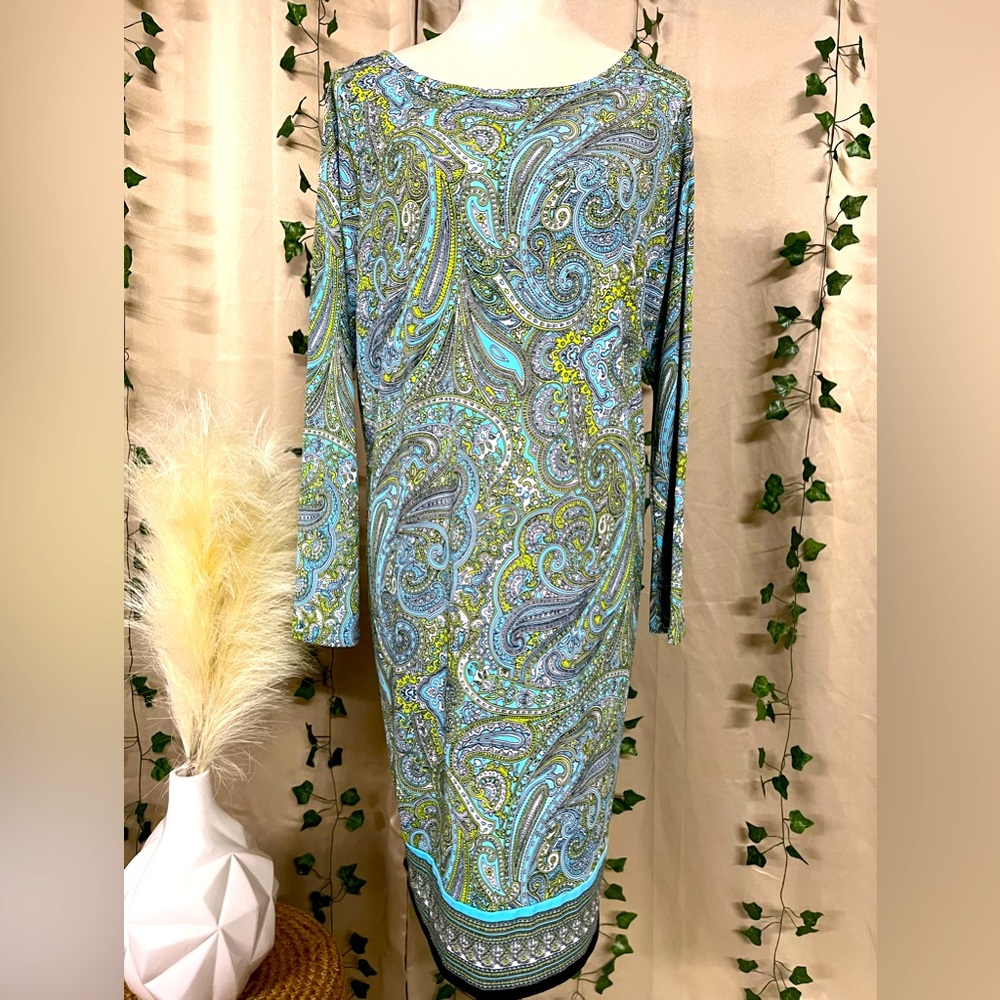 Michael Kors Women Dress Paisley Long Sleeve Sz 1X
